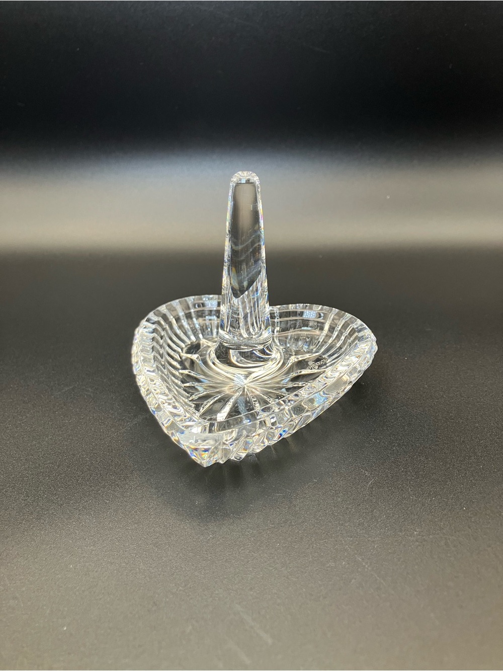 Waterford Crystal Heart Ring Holder - Clear Glass Jewelry Stand